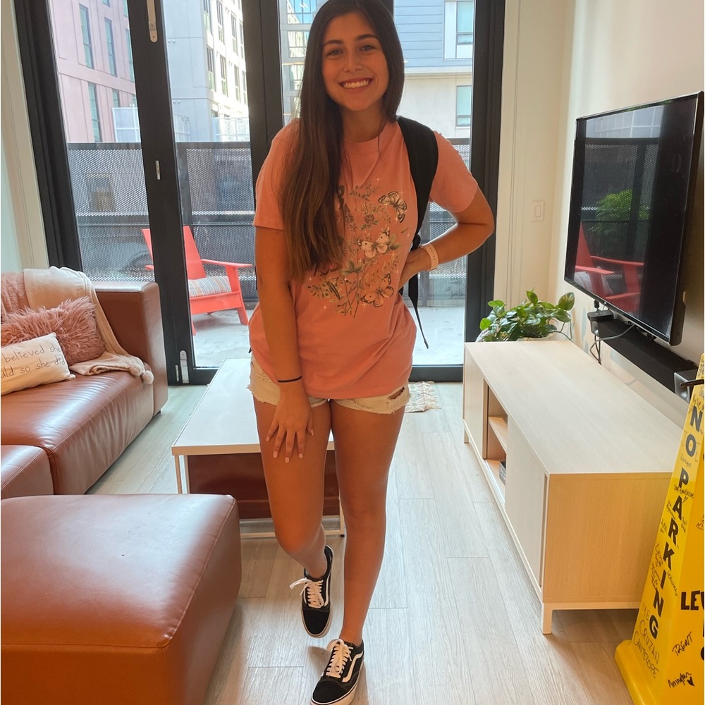 Pink butterfly tee shirt